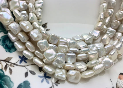 10 mm AA Rare Natural White Square Coin Freshwater Pearl Beads Genuine High Luster Square Coin Shape Freshwater Pearls #1874