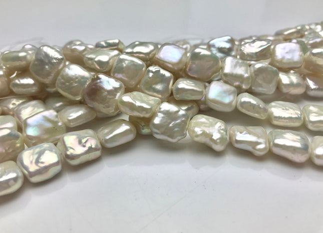 10 mm AAA Rare Natural White Square Coin Freshwater Pearl Beads Genuine High Luster Square Coin Shape Freshwater Pearls #1874