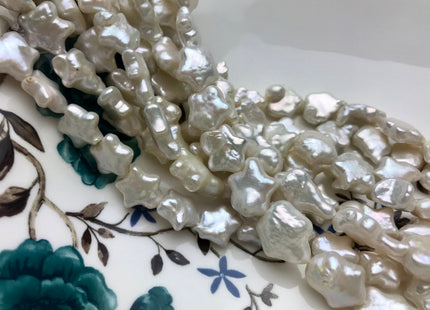 10-12 mm Rare Star Flower Shape Genuine Freshwater Pearl Beads in Natural White, Seaweed OR Peach Colors, Limited Edition #104