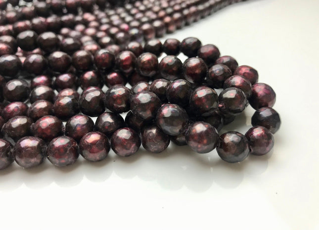 8.5-9 mm Burgundy Faceted Potato Freshwater Pearl Beads Rare Genuine Faceted Burgundy Red Color Freshwater Pearl Beads #1875