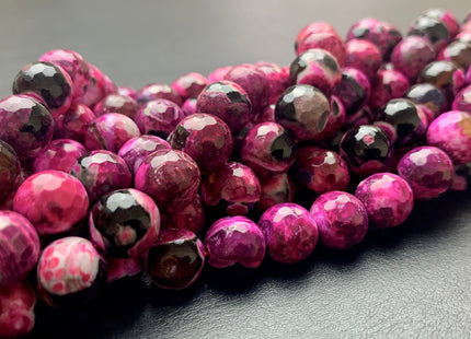 BEST DEAL 10 mm Faceted Round Fire Agate Gemstone Beads Heat Treated Fuchsia Pink Color Natural Gemstone Agate 15.5 Inches Strand #2670