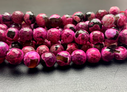 BEST DEAL 10 mm Faceted Round Fire Agate Gemstone Beads Heat Treated Fuchsia Pink Color Natural Gemstone Agate 15.5 Inches Strand #2670