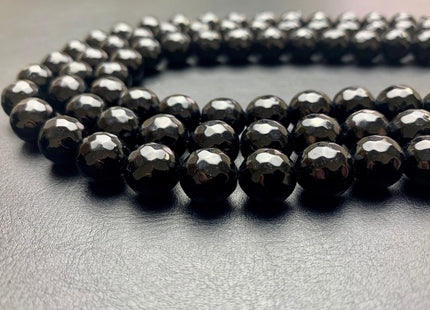10mm 12mm 13mm 15mm Faceted Round Black Fire Agate Gemstone Beads Heat Treated Black Color Gemstone Agate 15.5 Inches Strand #2669