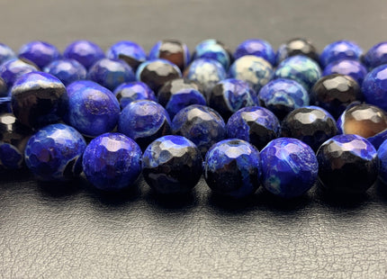BEST DEAL 10 mm Faceted Round Fire Agate Gemstone Beads Heat Treated Purple Blue Black Color Natural Gemstone Agate 15.5 Inches Strand #2667