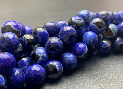 BEST DEAL 10 mm Faceted Round Fire Agate Gemstone Beads Heat Treated Purple Blue Black Color Natural Gemstone Agate 15.5 Inches Strand #2667