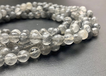4mm 6mm 8mm AAA Faceted Round Cloudy Quartz Gemstone Beads Natural Light And Dark Gray Quartz Gemstone Loose Beads #2303