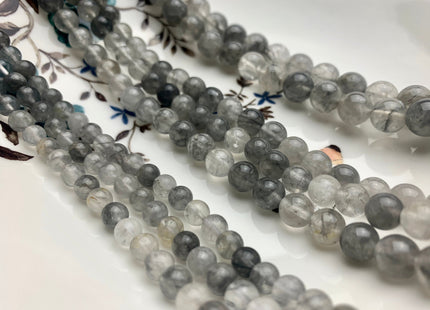 4mm 6mm 8mm 10mm AAA Smooth Round Cloudy Quartz Gemstone Beads Natural Light And Dark Gray Quartz Gemstone Loose Beads #2304
