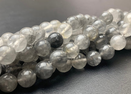 4mm 6mm 8mm 10mm AAA Smooth Round Cloudy Quartz Gemstone Beads Natural Light And Dark Gray Quartz Gemstone Loose Beads #2304