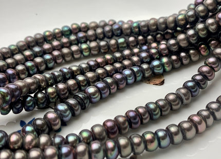 4x6.5-7 mm AAA Large Hole Dark Peacock Button Roundelle Freshwater Pearl Hole Size 2.2mm