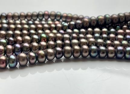 4x6.5-7 mm AAA Large Hole Dark Peacock Button Roundelle Freshwater Pearl Hole Size 2.2mm