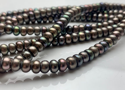 4x6.5-7 mm AAA Large Hole Dark Peacock Button Roundelle Freshwater Pearl Hole Size 2.2mm