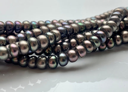 4x6.5-7 mm AAA Large Hole Dark Peacock Button Roundelle Freshwater Pearl Hole Size 2.2mm