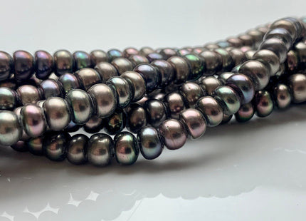 4x6 mm AA Large Hole Dark Peacock Color Round Button Freshwater Pearl Beads Hole Size 1.2mm 1.5mm Genuine High Luster Rondelle Pearl #1953