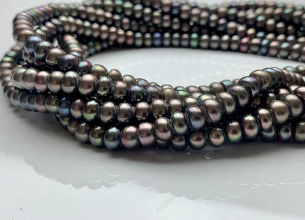 4x6 mm AA Large Hole Dark Peacock Color Round Button Freshwater Pearl Beads Hole Size 1.2mm 1.5mm Genuine High Luster Rondelle Pearl #1953