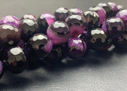 BEST DEAL 14 mm Faceted Round Fire Agate Gemstone Beads Heat Treated Purple And Black Color Natural Gemstone Agate 15.5 Inches Strand #2683