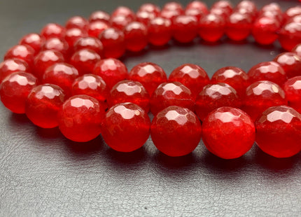 BEST DEAL 10mm 14mm Faceted Round Fire Agate Gemstone Beads Heat Treated Orange Red Carnelian Color Natural Agate 15.5 Inches Strand #2661