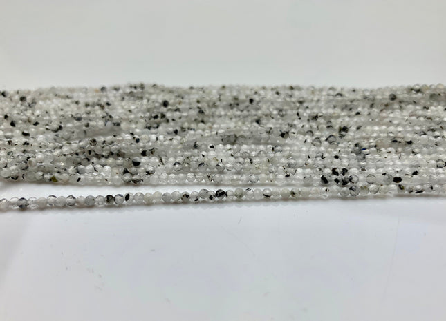 2 mm 2.5 mm AAA Faceted Round Tiny Black Rutile Quartz Gemstone Bead Genuine Black Rutile Quartz Loose Bead 15.5 Inches Strand #2538