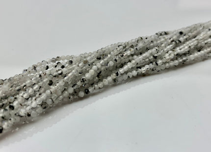 2 mm 2.5 mm AAA Faceted Round Tiny Black Rutile Quartz Gemstone Bead Genuine Black Rutile Quartz Loose Bead 15.5 Inches Strand #2538