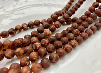 8mm 10mm AAA DZI Tibetan Agate Smooth Round Dark Chocolate Brown Color Football Tibetan Agate Loose Beads #2525