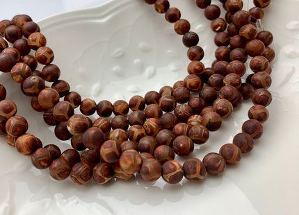 8mm 10mm AAA DZI Tibetan Agate Smooth Round Dark Chocolate Brown Color Football Tibetan Agate Loose Beads #2525
