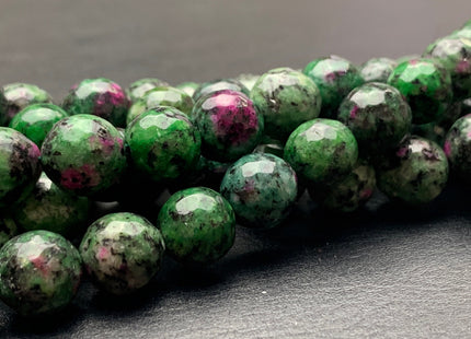 BEST DEAL 10 mm Faceted Round Fire Agate Gemstone Beads Heat Treated Mixed Ruby Zoisite Green Color Agate 15.5 Inches Strand #2703