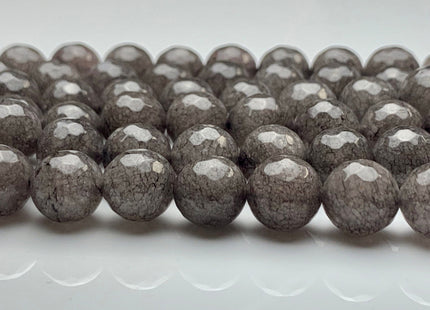 BEST DEAL 10 mm Faceted Round Fire Agate Gemstone Beads Heat Treated Gray Color Agate Loose Beads 15.5 Inches Strand #2690