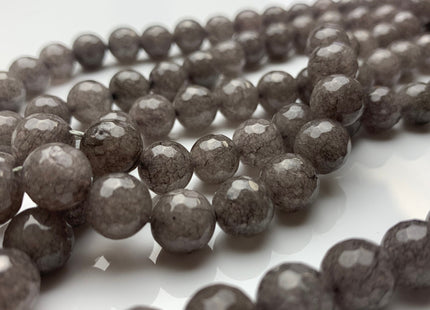 BEST DEAL 10 mm Faceted Round Fire Agate Gemstone Beads Heat Treated Gray Color Agate Loose Beads 15.5 Inches Strand #2690