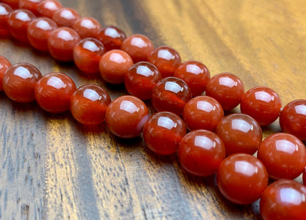 10 mm AAA Natural Smooth Round Carnelian Beads, July Birthstone Natural Carnelian Beads (481-CRN10)