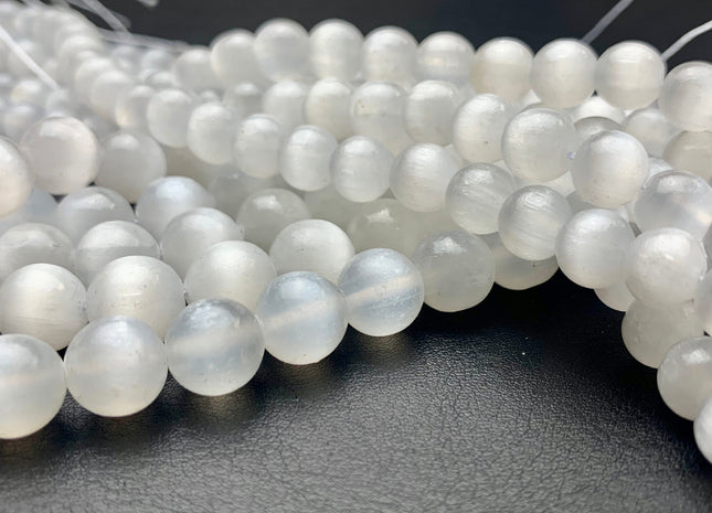 6mm 8mm AAA Natural Color Selenite Gemstone Beads Smooth Round Shape Top Quality Genuine Selenite Gemstone Loose Beads 8 Inches Strand #2568