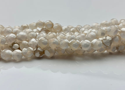 6 mm 8 mm 10 mm 12 mm AAA DZI Tibetan Agate Faceted Round Cream White Football Tibetan Agate Gemstone Loose Beads #2563