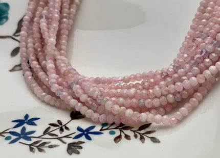 2.5-3x3-4 mm AAA Natural Color Faceted Rondelle Pink Morganite Gemstone Beads Quality Micro Faceted Morganite Gemstone Loose Beads #2436