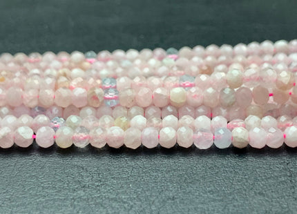 2.5-3x3-4 mm AAA Natural Color Faceted Rondelle Pink Morganite Gemstone Beads Quality Micro Faceted Morganite Gemstone Loose Beads #2436