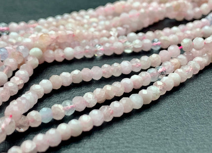 2.5-3x3-4 mm AAA Natural Color Faceted Rondelle Pink Morganite Gemstone Beads Quality Micro Faceted Morganite Gemstone Loose Beads #2436