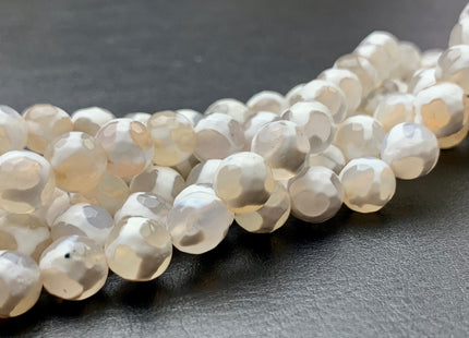 6mm 8mm 10mm 12mm AAA DZI Tibetan Agate Faceted Round Multi White Color Football Agate Gemstone Loose Beads #2381