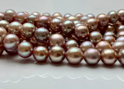 8-10 mm AAA Half Strand Large Hole Very Rare Dark Mauve Pink Baroque Pearl Bead 2.2 mm Hole Natural Round Edison Pearls #1968