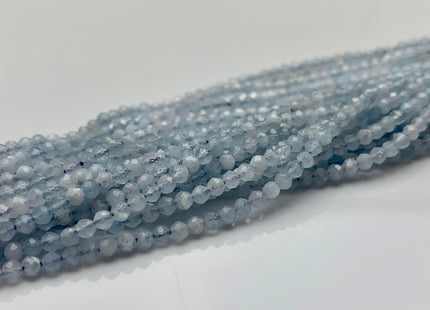 BEST DEAL 2.5 mm AAA Faceted Round Tiny Aquamarine Gemstone Beads Genuine Natural Blue Aquamarine Loose Beads 15.5 Inches Strand #2554