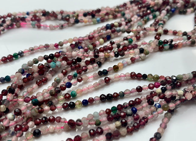 BEST DEAL 2 mm Natural Faceted Round Mixed Color Quartz Gemstone Beads Genuine Natural Quartz Gemstone Loose Beads 15.5 Inches Strand #2552