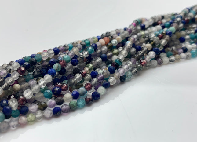 2 mm 2.5 mm Natural Faceted Round Mixed Color Quartz Gemstone Beads Genuine Natural Quartz Gemstone Loose Bead 15.5 Inches Strand #2548