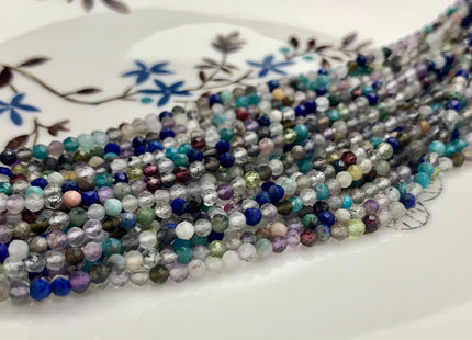 2 mm 2.5 mm Natural Faceted Round Mixed Color Quartz Gemstone Beads Genuine Natural Quartz Gemstone Loose Bead 15.5 Inches Strand #2548