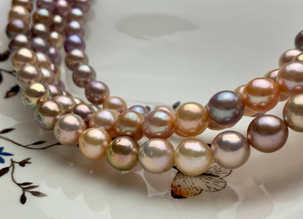 8-10 mm AAAA Very Rare Natural Multi Mauve Pink Color Edison Baroque Freshwater Pearls Top Quality High Luster Edison Pearls #1970