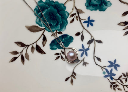 8.5 mm AAA Natural Mauve/Peach Pink Round Freshwater Pearl Pendant W/925 Sterling Silver/Gold Cage Design Genuine Pearl Jewelry #10003