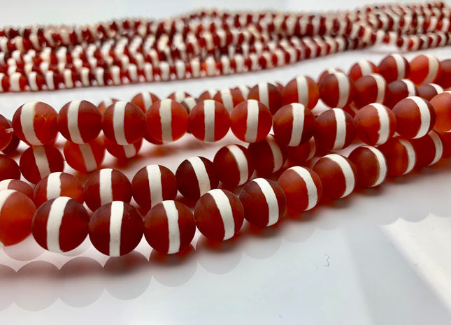 6mm 8mm 10mm AAA DZI Tibetan Agate Faceted Round Orange And White Stripe Tibetan Agate Gemstone Loose Beads #2572