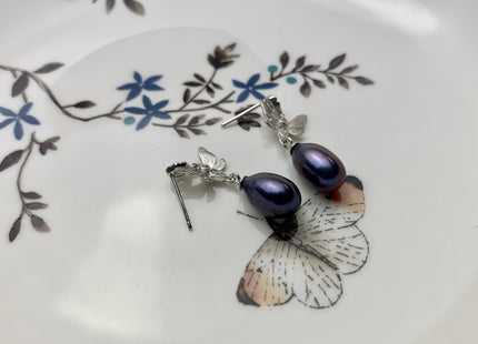 One-Of-A-Kind 7x10 mm AAA Rare Peacock Pearl Earring Studs W/925 Sterling Silver High Luster Pearl Butterfly Earring Bridal Jewelry #10005-B