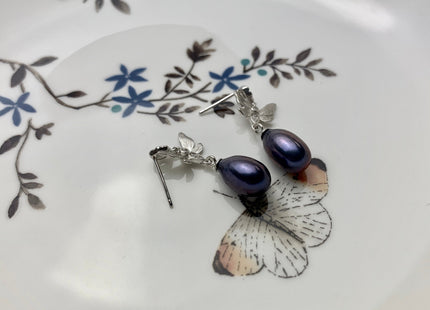One Pair 925 Sterling Silver/Gold Earring Peg Setting Genuine 925 Sterling Silver Butterfly Studs Findings For Half Drilled Pearls #10005-A