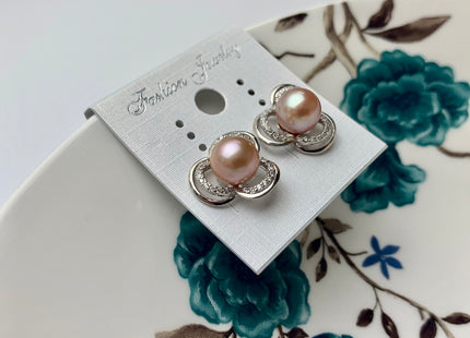 One Pair 925 Sterling Silver/Gold Earring Peg Setting Genuine 925 Sterling Silver Flower Studs Findings For Half Drilled Pearls #10006-A