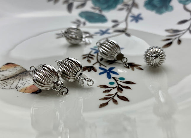 8 mm 10 mm .925 Sterling Silver Corrugated Clasp With Closed Jump Rings, Corrugated Sterling Silver Finding w/Sealed Jump Rings #10336
