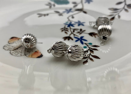 8 mm 10 mm .925 Sterling Silver Corrugated Clasp With Closed Jump Rings, Corrugated Sterling Silver Finding w/Sealed Jump Rings #10336