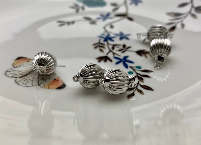 8 mm 10 mm .925 Sterling Silver Corrugated Clasp With Closed Jump Rings, Corrugated Sterling Silver Finding w/Sealed Jump Rings #10336
