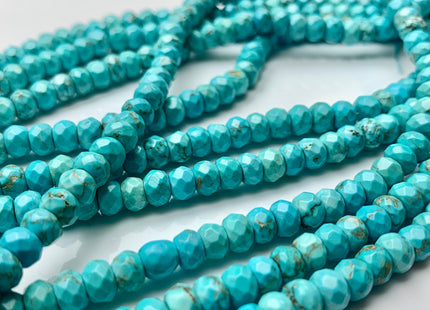 4x6 mm Natural Faceted Rondelle Turquoise Beads Natural Color Turquoise Loose Beads #2583