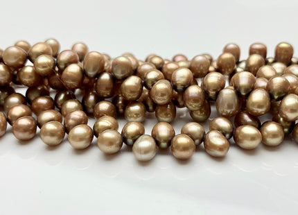 4.5x5-6 mm AAA Top Drilled Freshwater Pearl Golden Champagne Color Rice Shape Genuine Freshwater Pearls Dancing Freshwater Pearls #26